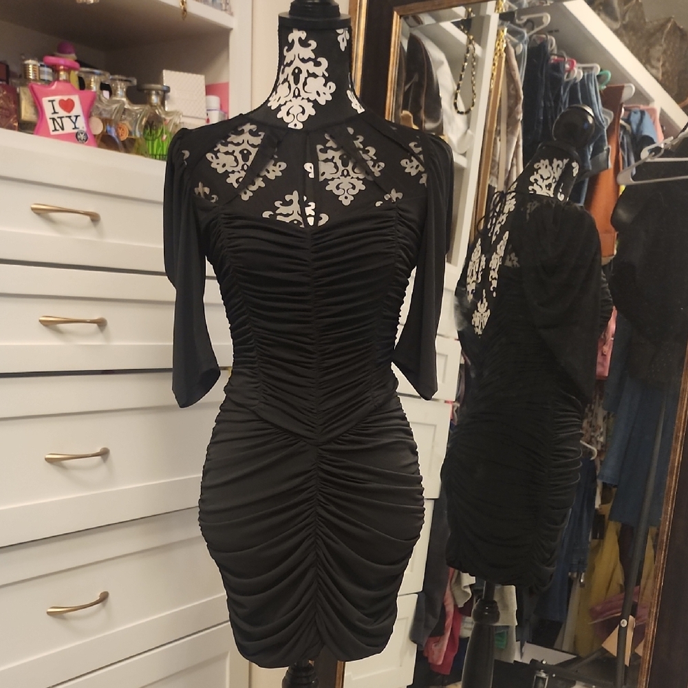 Elegant Black Ruched Dress